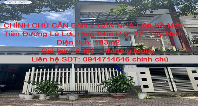 CHÍNH CHỦ CẦN BÁN 2 CĂN NHÀ Liền Kề